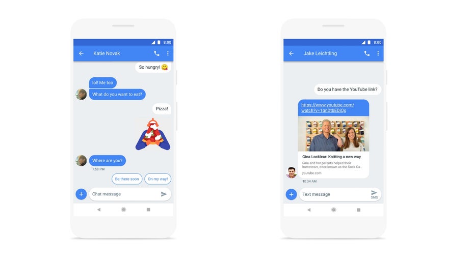 Smart-Reply und eine URL-Vorschau sind weitere Neuerungen von Android Messages. (Bild: Google)