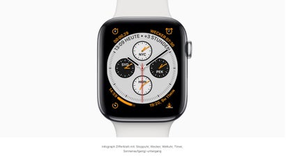 Apple Watch Series 4: Mehr Platz für Komplikationen. Screenshot: Apple)