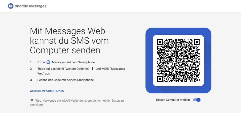 Derzeit bekommt ihr auf der entsprechenden Messages-Web-Site nivht mehr als den Login-Screen zu sehen. (Screenshot: t3n.de)