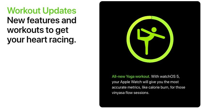 watchOS 5 bringt Unterstützung für weitere Aktivitäten. (Screenshot: Apple)