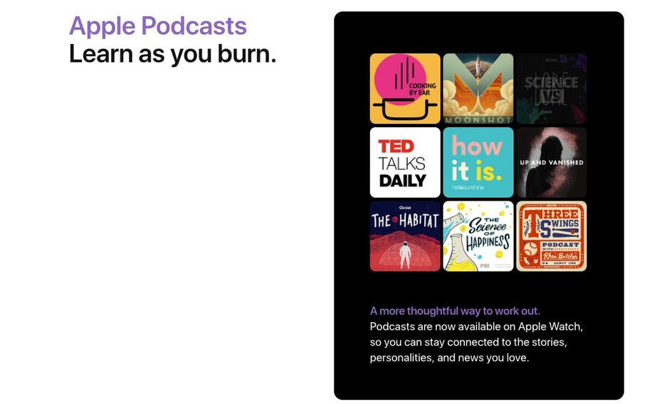 Neu in watchOS 5: Podcasts könnt ihr künftig auch ohne iPhone abspielen. (Screenshot: Apple)