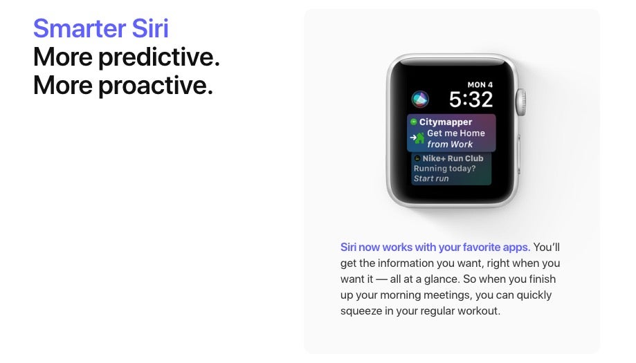 Siri erhält mit watchos 5 auch auf der Apple Watch neue Funktionen. (Screenshot: Apple)