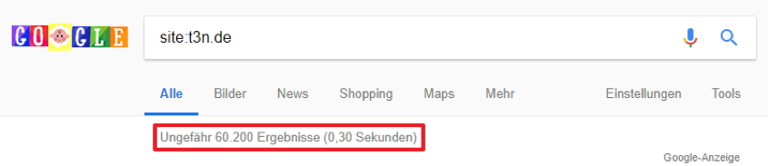 Die Anzahl der indexierten Seiten lässt sich leicht über Google herausfinden.