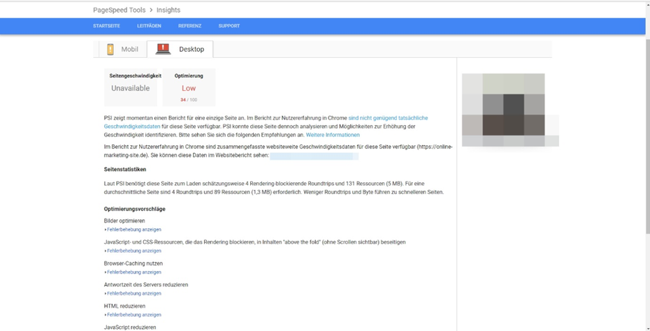 Die Pagespeed-Insights-Analyse liefert hilfreiche Erkenntnisse für die Suchmaschinenoptimierung