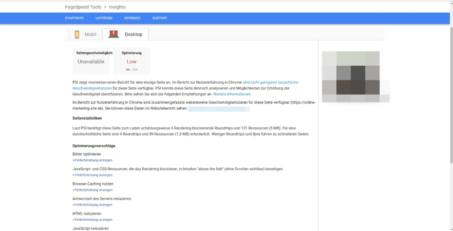 Die Pagespeed-Insights-Analyse liefert hilfreiche Erkenntnisse für die Suchmaschinenoptimierung 