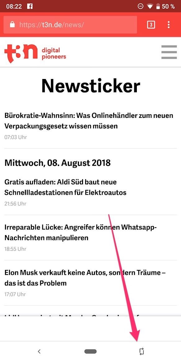 Der kleine Buttons zur Displayrotation ist nicht zu verachten. (Bild: t3n.de)