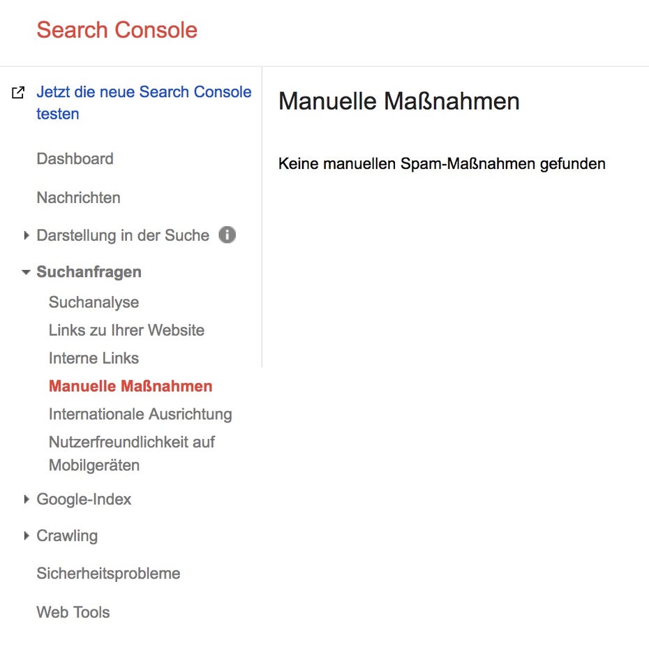 Search Console Manuelle Abstrafung