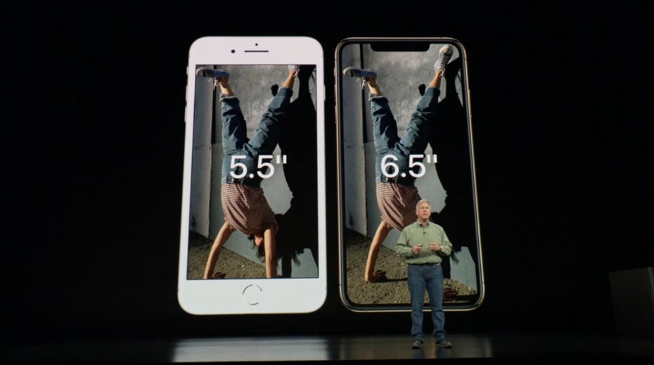 iPhone Xs Max: Nicht viel größer als ein iPhone 8 Plus. (Screenshot: t3n.de)