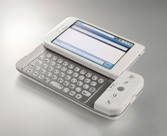 Das T-Mobile G1 hatte ein herausziehbares Keyboard unter dem Display. (Bild T-Mobile)