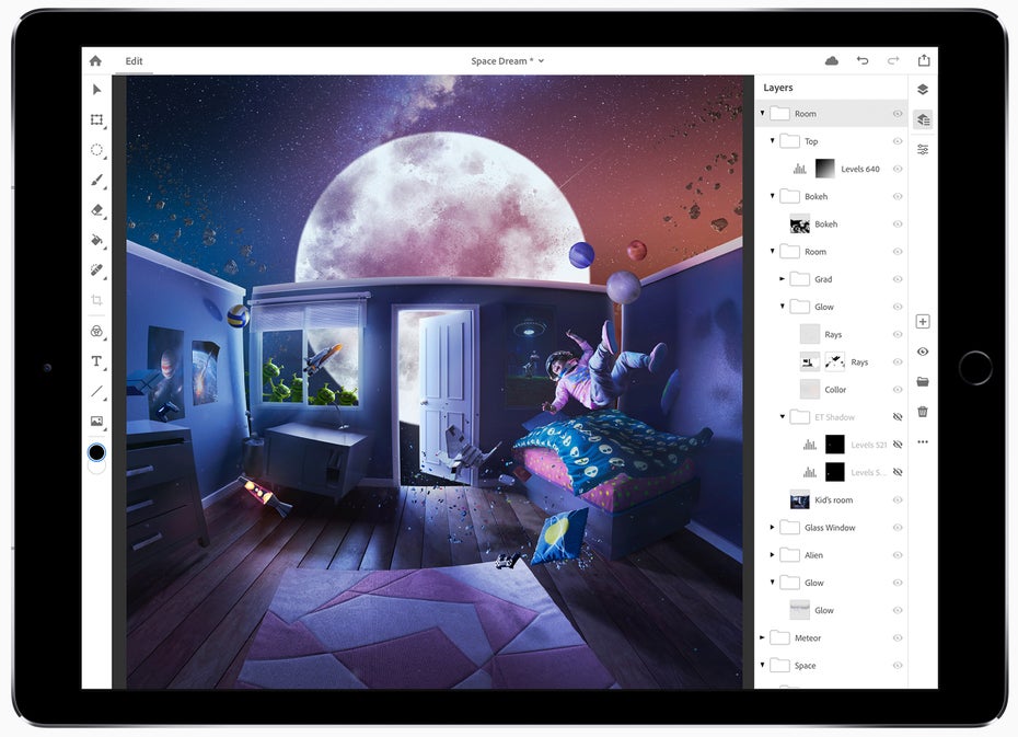 Adobe kündigt Photoshop CC für das iPad an. (Grafik: Adobe)