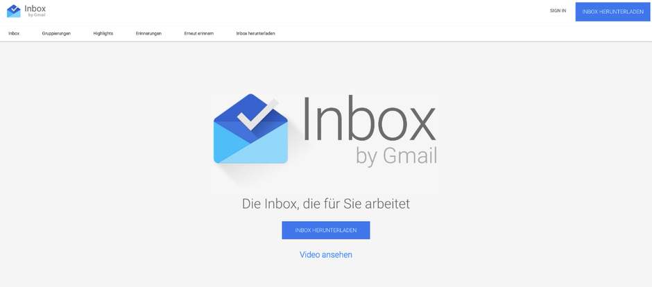 2014 - 2019: Inbox sollte den Posteingang revolutionieren. Doch zwei Mail-Dienste scheinen für Google zu viel zu sein. Deswegen wird Inbox im März 2019 eingestellt. (Screenshot: t3n.de)
