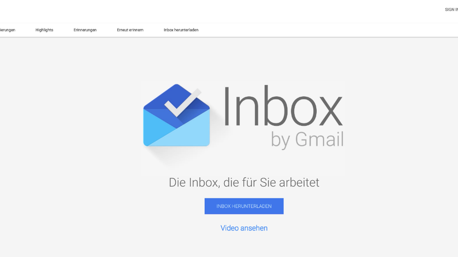 2014 - 2019: Inbox sollte den Posteingang revolutionieren. Doch zwei Mail-Dienste scheinen für Google zu viel zu sein. Deswegen wird Inbox im März 2019 eingestellt. (Screenshot: t3n.de)