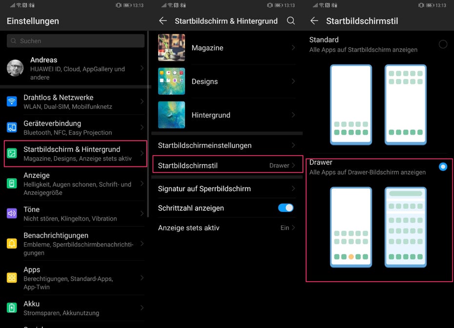 EMU 9: So bringt ihr den App-Drawer-Zurück. (Screenshots: t3n.de)