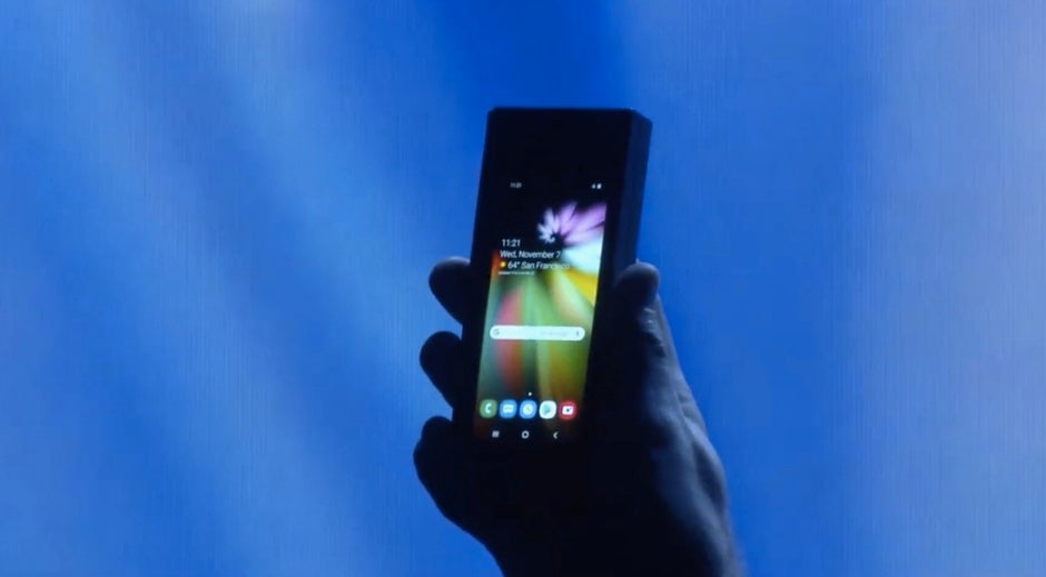Das Samsung-Foldable im zusammengeklappten Zustand. (Screenshot: t3n.de; Samsung)