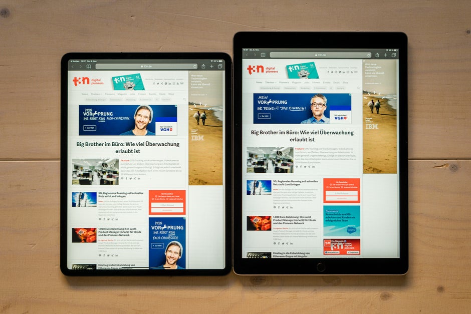 Links: das iPad Pro mit 12,9 Zoll von 2018, rechts das Vorgängermodell. (Foto: t3n)