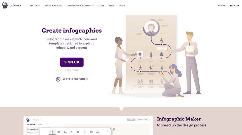 Adioma eignet sich für Infografiken mit dezenter Optik. (Screenshot: t3n)