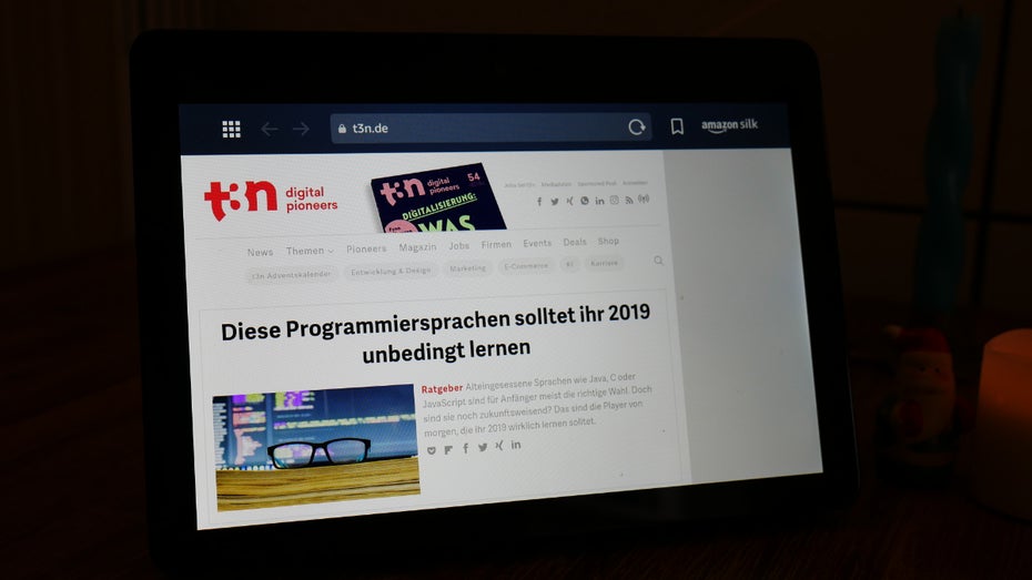 Mit „Alexa, starte Silk/Firefox.“ Könnt ihr auch eure Lieblings-Webseiten über den Echo Show ansurfen ;-). (Foto: t3n.de)