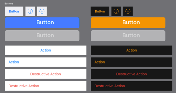 Buttons sind in den Human Interface Guidelines nicht so ausführlich definiert wie bei Material Design. In der Design-Ressource finden sich jedoch weitere Button-Typen. (Grafik: Apple)