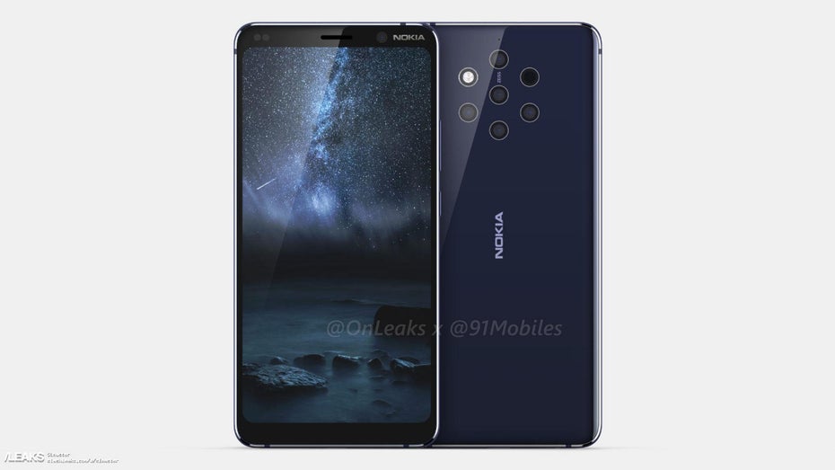 Das Nokia 9 von HMD Global soll fünf Haupt-Kameras besitzen. (Render: Onleaks)