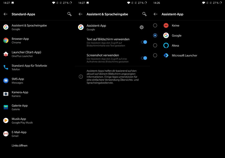 Spätestens seit OxygenOS 9 besteht die Möglichkeit den Standard-Assistenten auszutauschen. (Screenshots: t3n.de)