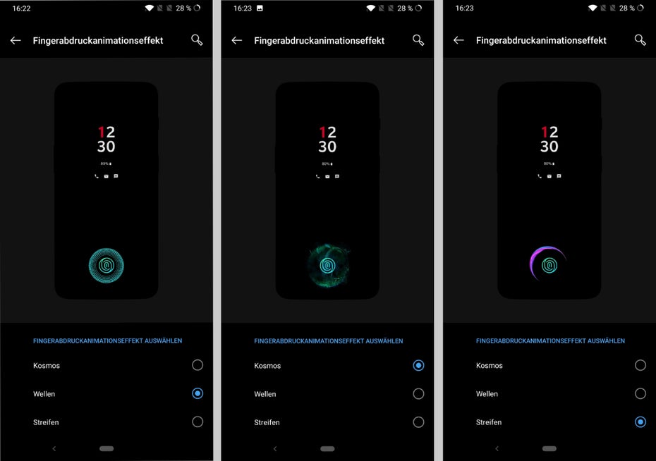 Falls die Standardanimation auf dem 6T nicht gefällt: Oneplus bietet Alternativen. (Screenshots: t3n.de)