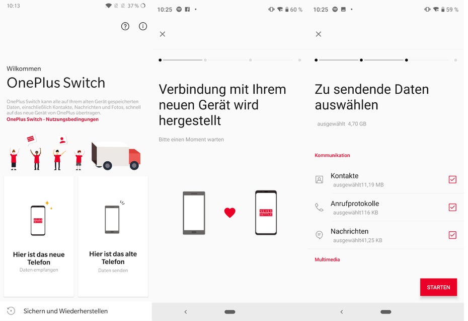 Oneplus Switch hilft bei der Datenmigration. (Screenshots: t3n.de)