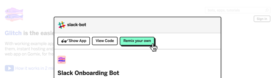 Über das Feature „Remix Your Own“ kann ein Code kopiert und nach belieben angepasst werden. (Screenshot: Glitch)