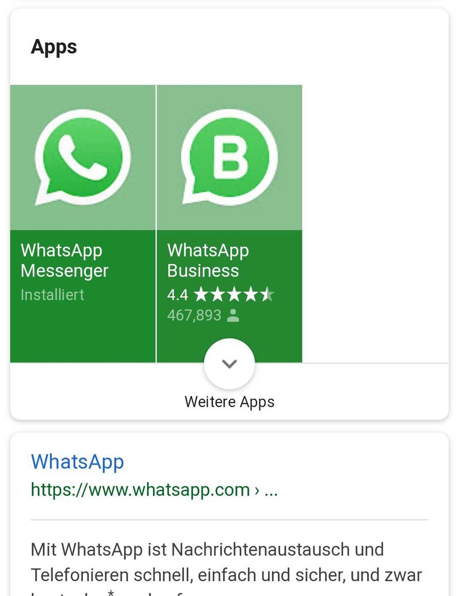 Das mobile Google-Suchergebnis mit einem hervorgehobenen Play-Store-Apps. (Screenshot: t3n/Google)