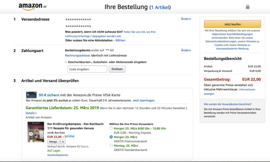 Amazon Monatsabrechnung (Screenshot: Amazon)