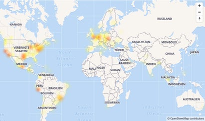 Facebook down Karte der Störungen