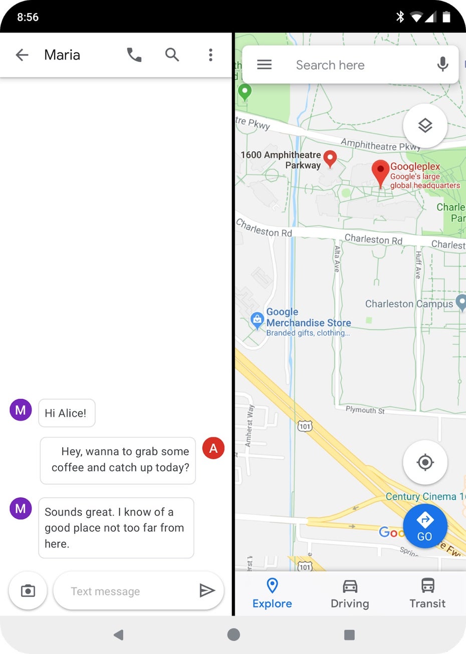 Android Q wird für Foldables vorbereitet. (Screenshot: Google)