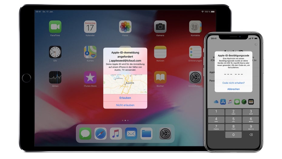 Bei Apples Zweifaktor-Authentifizierung können Nutzer einen Login mit anderen Geräten bestätigen. (Bild: Apple) Ohne geht nicht mehr: Zweifaktor-Authentifizierung als Apple-Entwickler einrichten