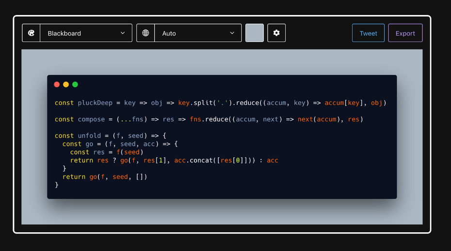 Code mit Stil: So sieht der Online-Editor von Carbon aus. (Screenshot: t3n)