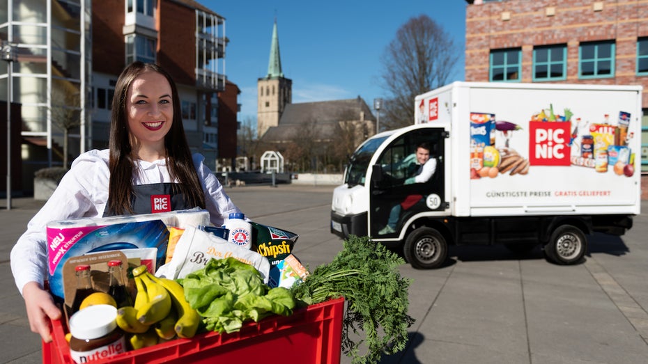 Picnic will in Deutschland jetzt schneller expandieren. Im Bild: Picnic-Lieferwagen in Viersen. (Foto: Picnic) Gratislieferung: Online-Supermarkt Picnic will in Deutschland rasant wachsen
