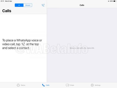Anrufe via Whatsapp am iPad