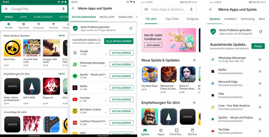 Google Play Store für Android - alt (links) vs. neu. (Bild: t3n)