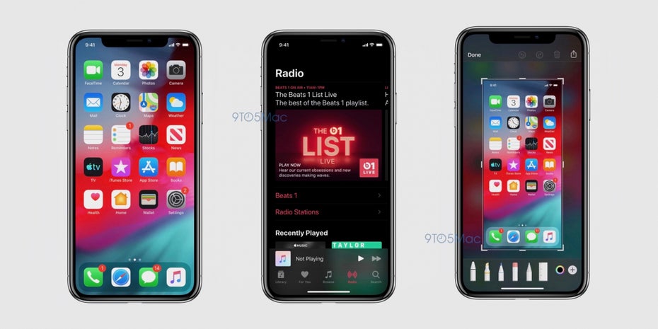 iOS 13: So soll der Darkmode aussehen. (Bild 9to5 Mac)