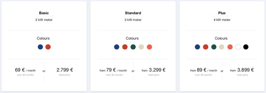 Neuer vernetzter Elektroroller von Unu – alle Farben und Preise. (Bild: Unu)