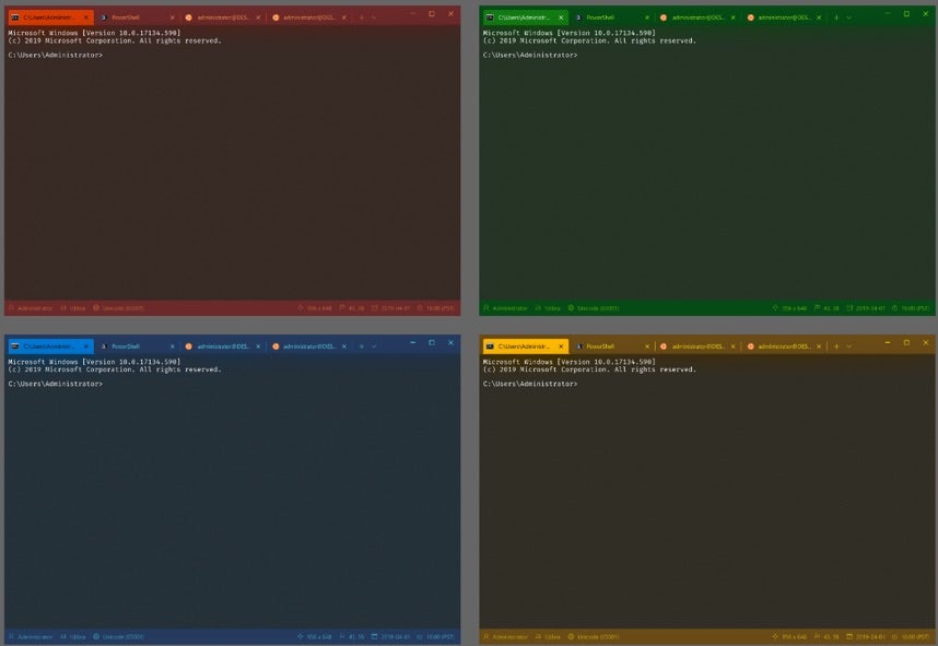 Das neue Windows Terminal unterstützt Themes und farbige Tabs. (Bild: Microsoft)