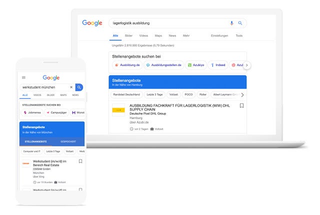 Google for Jobs Funktionen