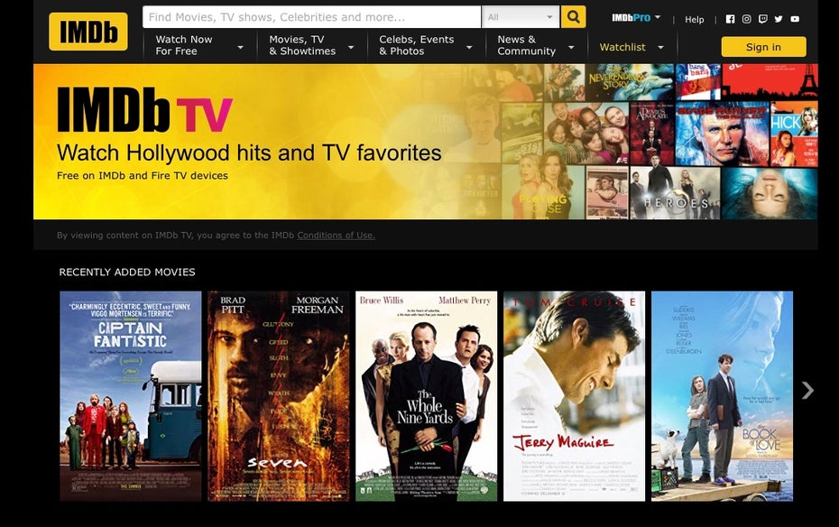 IMDb TV: Amazon-Tocher ermöglicht Gratis-Streaming