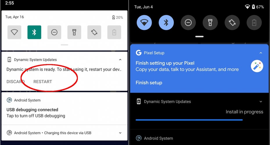 In der Android 10 Q Beta 4 versteckt sich die DSU-Funktion. (Bild: Google)