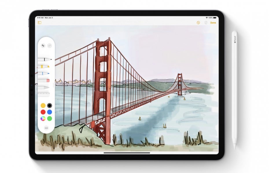 iPadOS mit neuen Bearbeitungswerkzeugen. (Bild: Apple)