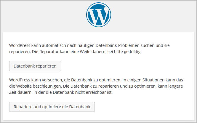 WordPress: Datenbakn optimieren/reparieren