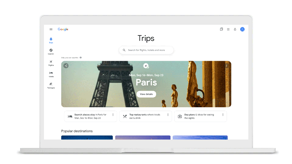 Google Map „Meine Orte“ Reisen auf dem Desktop. (Bild: Google)