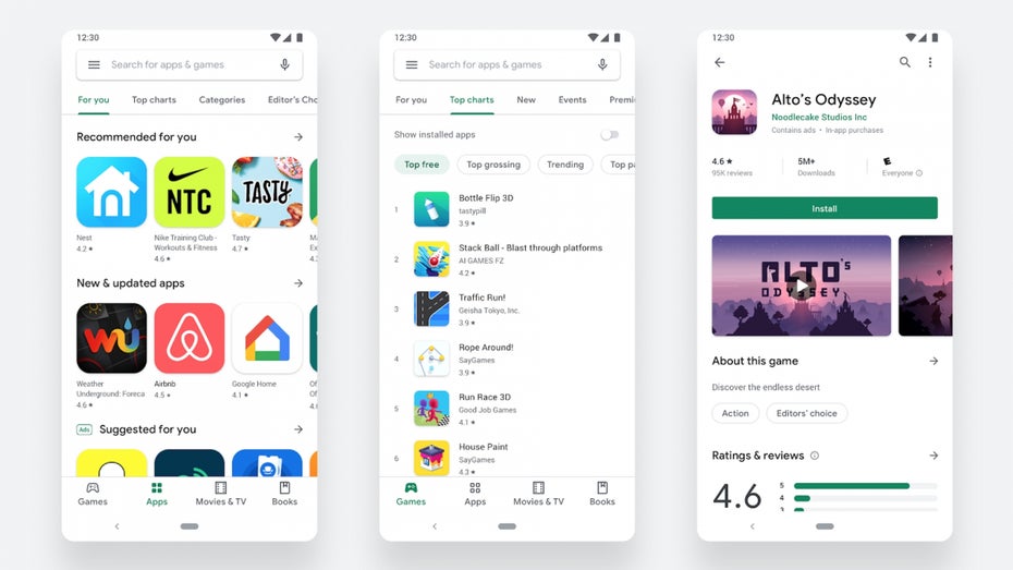 Google Play Store – das Redesign ist da. (Bild. Google)