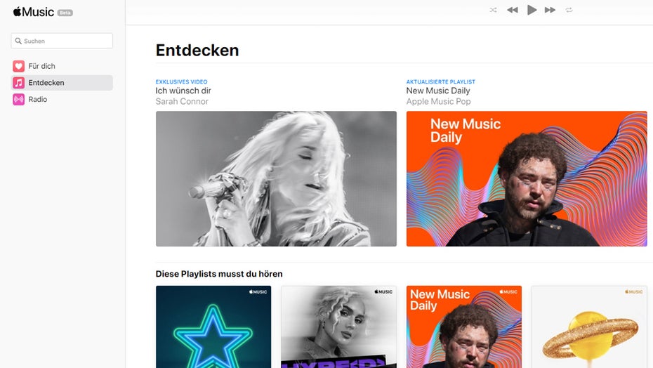 Apple hat seinem Musikdienst Apple Music eine Web-Version spendiert. (Foto: beta.music.apple.com) Web-App von Apple Music gestartet