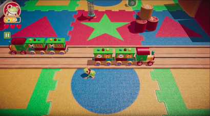 Screenshot von „Frogger in Toy Town“ auf Apple Arcade.