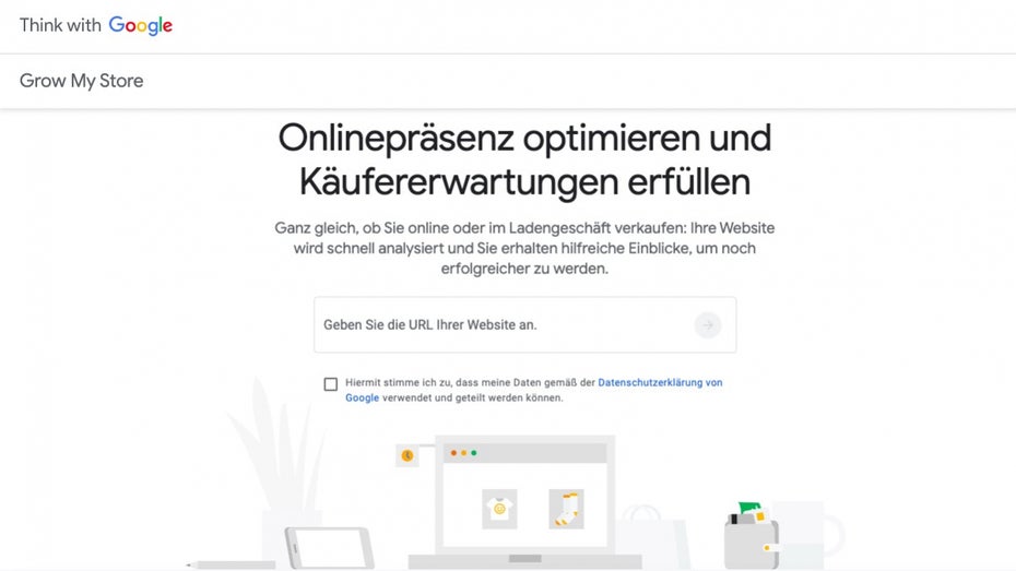 Die Startseite von Google Grow my Store. (Screenshot: Google) Google will Händler unterstützen und startet Analysetool „Grow my Store“