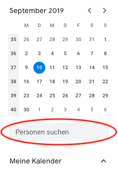 Kalender via Personen und E-Mail-Adressen in Google Kalender suchen.
